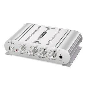 ST-838 2.1 Channel Mini Amplifier, RMS 20Wx2 + 40W Sub Output Audio Amp for Passive Speakers & Desktop Audio Compact Stereo Receiver with RCA/AUX DC 12V Power Adapter Included ST-838 2.1 Channel Mini Amplifier, RMS 20Wx2 + 40W Sub Output Audio Amp for Passive Speakers & Desktop Audio Compact Stereo Receiver with RCA/AUX DC 12V Power Adapter Included