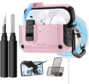 for AirPods Pro 3 Case Cover with Secure Lock & Phone Stand Compatible with MagSafe,Cleaner Kit & Keychain Included,Full Protection for Apple AirPods Pro 3rd Generation,Black Pink for AirPods Pro 3 Case Cover with Secure Lock & Phone Stand Compatible with MagSafe,Cleaner Kit & Keychain Included,Full Protection for Apple AirPods Pro 3rd Generation,Black Pink