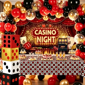 Casino Theme Party Decorations Kit with Casino Night Backdrop Red Dice Treat Boxes, Poker Tablecloth and Balloon Garland for Las Vegas Night Adult Birthday Event Decor Casino Theme Party Decorations Kit with Casino Night Backdrop Red Dice Treat Boxes, Poker Tablecloth and Balloon Garland for Las Vegas Night Adult Birthday Event Decor
