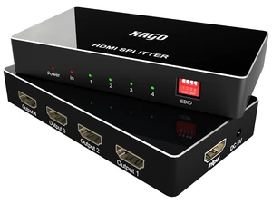 4K@60Hz 4 Port HDMI Splitter 1x4 with Smart EDID HDR & 1080P@120Hz, 18Gbps HDCP 2.2 Pass-Through, Dolby Audio, Plug & Play, Metal Housing 4K@60Hz 4 Port HDMI Splitter 1x4 with Smart EDID HDR & 1080P@120Hz, 18Gbps HDCP 2.2 Pass-Through, Dolby Audio, Plug & Play, Metal Housing