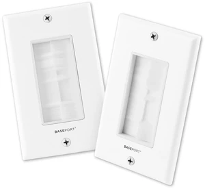 TRADESAFE Brush Wall Plate Cable Pass Through, Hide Wires In Wall, 2 pack For In-Wall Cable Management, White Single Gang Brush Plate with Low Voltage Mounting Bracket, ETL-Listed TRADESAFE Brush Wall Plate Cable Pass Through, Hide Wires In Wall, 2 pack For In-Wall Cable Management, White Single Gang Brush Plate with Low Voltage Mounting Bracket, ETL-Listed