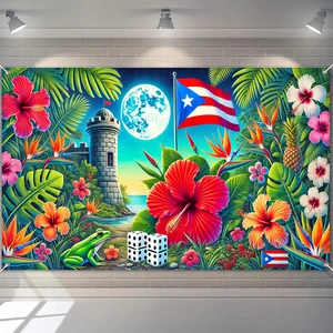 Puerto Rico Flag Banner 71x43 in Tropical Island Party Decor Caribbean Festival Decor and Puerto Rico Wall Backdrop for Home, Photos, Tropical Island Flag Night Theme Puerto Rico Flag Banner 71x43 in Tropical Island Party Decor Caribbean Festival Decor and Puerto Rico Wall Backdrop for Home, Photos, Tropical Island Flag Night Theme