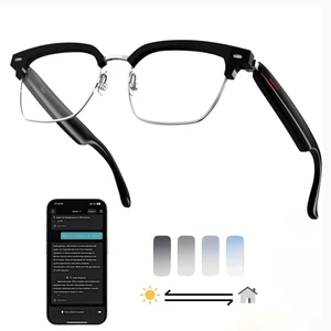 Silver AI Smart Glasses:164+ Languages Translation & Bluetooth Audio Photochromic lenses,170mAh battery,audio Silver AI Smart Glasses:164+ Languages Translation & Bluetooth Audio Photochromic lenses,170mAh battery,audio