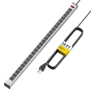 Long Power Strip 24-Outlet ETL Certified Heavy Duty Metal Power Strip 10 ft Extension Cord with Multiple Outlets Garage Workshop Commercial Industrial Power Strip Long Power Strip 24-Outlet ETL Certified Heavy Duty Metal Power Strip 10 ft Extension Cord with Multiple Outlets Garage Workshop Commercial Industrial Power Strip