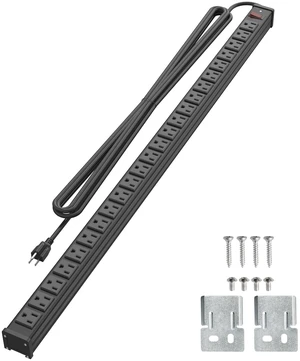 24 Outlet Metal Power Strip, Extra Long Heavy Duty Power Strip with 10FT Extension Cord, Mountable for Warehouse Garage Workench, ETL Listed, Black 24 Outlet Metal Power Strip, Extra Long Heavy Duty Power Strip with 10FT Extension Cord, Mountable for Warehouse Garage Workench, ETL Listed, Black