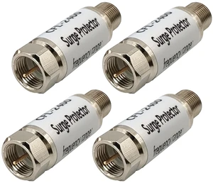 Surge Protector for TV F Male to Female Coax Lightning Arrestor 4PCS Lightning Arrestor for Satellite, Coaxial TV Antenna, 75OHM F-type Connector Surge Protector for TV F Male to Female Coax Lightning Arrestor 4PCS Lightning Arrestor for Satellite, Coaxial TV Antenna, 75OHM F-type Connector