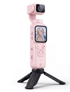 4K Vlogging Camera with AI Face Tracking, 330° Rotating Lens & WiFi, Pink Face-Detection Tracking, one-touch front/selfie view, Type-C charging, webcam mode, and Class 10 cards up to 256GB 4K Vlogging Camera with AI Face Tracking, 330° Rotating Lens & WiFi, Pink Face-Detection Tracking, one-touch front/selfie view, Type-C charging, webcam mode, and Class 10 cards up to 256GB