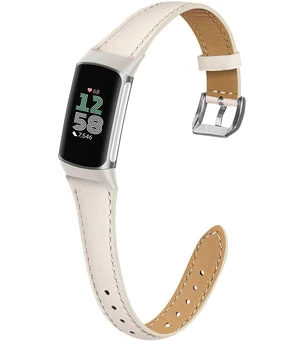Slim Leather Band Compatible with Fitbit Charge 6/Fitbit Charge 5 Watch Band,Soft Genuine Leather Adjustable Sport Straps for Women Men Slim Leather Band Compatible with Fitbit Charge 6/Fitbit Charge 5 Watch Band,Soft Genuine Leather Adjustable Sport Straps for Women Men