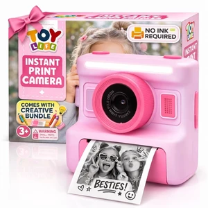 Kids Instant Print Camera, 1080P, Ages 3-12, Pink 2.4 in screen, 3 paper rolls, 32GB card, 16x zoom, Type-C charging Kids Instant Print Camera, 1080P, Ages 3-12, Pink 2.4 in screen, 3 paper rolls, 32GB card, 16x zoom, Type-C charging