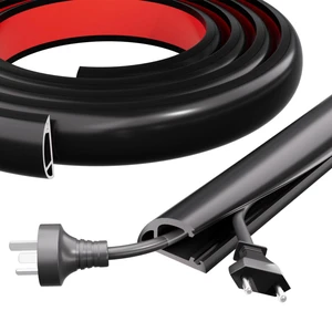 6FT Side-Open Extension Cord Covers for Wires on Floor,Silicone Power Cable Protector Cord Hider Management Strip,Hide Electric Wire on Carpet,Chord Runner Protective Safety,Black 6FT Side-Open Extension Cord Covers for Wires on Floor,Silicone Power Cable Protector Cord Hider Management Strip,Hide Electric Wire on Carpet,Chord Runner Protective Safety,Black