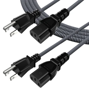 15FT Computer Power Cord (2 Pack), 3 Prong Nylon Braided Replacement Power Cable, NEMA 5-15P to IEC13, 18AWG, 10A 110V-300V(MAX), AC Power Cord for TV, Monitor, Appliance, Desktop, Scanner, Printer 15FT Computer Power Cord (2 Pack), 3 Prong Nylon Braided Replacement Power Cable, NEMA 5-15P to IEC13, 18AWG, 10A 110V-300V(MAX), AC Power Cord for TV, Monitor, Appliance, Desktop, Scanner, Printer