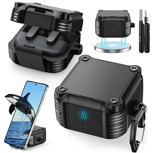 for Samsung Galaxy Buds 4 Pro Case/Galaxy Buds 4 Case (2026) with Lock Rugged Case Cover with Phone Stand & Cleaning Kit & Carabiner, Compatible with MagSafe, Black for Samsung Galaxy Buds 4 Pro Case/Galaxy Buds 4 Case (2026) with Lock Rugged Case Cover with Phone Stand & Cleaning Kit & Carabiner, Compatible with MagSafe, Black