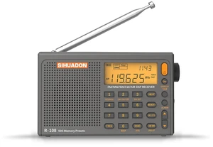 SIHUADON R-108 Portable Radio AM FM SW LW Airband, Small Retro Emergency Radio Digital Battery Operated 5W Speaker Clock Radios with Alarm for Bedroom, Kitchen, Camping, Power Outage Use, Grey SIHUADON R-108 Portable Radio AM FM SW LW Airband, Small Retro Emergency Radio Digital Battery Operated 5W Speaker Clock Radios with Alarm for Bedroom, Kitchen, Camping, Power Outage Use, Grey