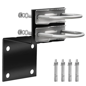 Antenna Pole Mount Bracket Kits - 1 Set Black-Coated Antenna Pole Mast Mount Bracket with Double U-Bracket Assembly + 4 Screws for Outside Home Antenna Pole Holder Antenna Pole Mount Bracket Kits - 1 Set Black-Coated Antenna Pole Mast Mount Bracket with Double U-Bracket Assembly + 4 Screws for Outside Home Antenna Pole Holder