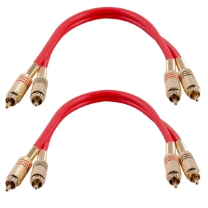 Speakers Premium 1 Foot Dual RCA Male to Dual RCA Male Audio Patch Cables, Pack of 2, Red Color Cables, 2RCA to 2RCA Audio Cord Speakers Premium 1 Foot Dual RCA Male to Dual RCA Male Audio Patch Cables, Pack of 2, Red Color Cables, 2RCA to 2RCA Audio Cord