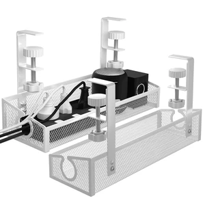 Under Desk Cable Management Tray White, No Drill Desk Cable Management Organizer with Clamp for Desk Wire Management, PC Cord Organizer Accessories & Workspace Organizers for Office, Home(2 Pack) Under Desk Cable Management Tray White, No Drill Desk Cable Management Organizer with Clamp for Desk Wire Management, PC Cord Organizer Accessories & Workspace Organizers for Office, Home(2 Pack)