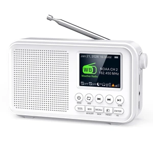 Portable FM Radio with Bluetooth, 3000mAh Rechargeable Battery, 40 Presets 2.4" Color Display, 8W Speaker, Auto Scan, 7 NOAA Weather Channels, WX Alert, Dual Alarm, MicroSD, Headphone Jack, Home Portable FM Radio with Bluetooth, 3000mAh Rechargeable Battery, 40 Presets 2.4" Color Display, 8W Speaker, Auto Scan, 7 NOAA Weather Channels, WX Alert, Dual Alarm, MicroSD, Headphone Jack, Home