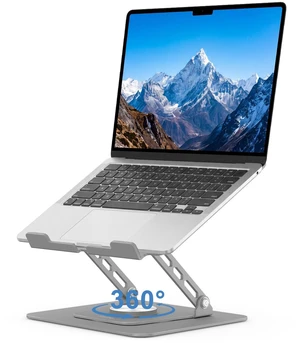 Adjustable Laptop Stand for Desk - 360° Rotating Laptop Riser, Ergonomic Computer Stand Foldable Holder Compatible with MacBook Pro/Air, HP, Dell, Lenovo and Tablets Up to 16", Gray Adjustable Laptop Stand for Desk - 360° Rotating Laptop Riser, Ergonomic Computer Stand Foldable Holder Compatible with MacBook Pro/Air, HP, Dell, Lenovo and Tablets Up to 16", Gray