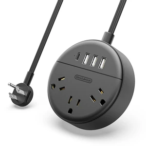 Flat Plug Power Strip with USB Ports, Nightstand Desktop Charging Station with 5ft Extension Cord, Wall Mount with 3 Outlet 4 USB(1 USB C), Small Size for Travel Home Office Dorm Room, Black Flat Plug Power Strip with USB Ports, Nightstand Desktop Charging Station with 5ft Extension Cord, Wall Mount with 3 Outlet 4 USB(1 USB C), Small Size for Travel Home Office Dorm Room, Black