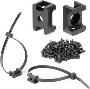 Saddle Type Zip Ties Big Mounts Base Kit 8" Ties Screws 200Pcs Each Wire Clips Anchor Management Fastener for Baseboard, Wall or Desk, Black Saddle Type Zip Ties Big Mounts Base Kit 8" Ties Screws 200Pcs Each Wire Clips Anchor Management Fastener for Baseboard, Wall or Desk, Black