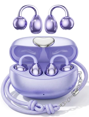 Clip-On Earbuds Bluetooth 6.0 Open Ear Headphones, 6H Playtime Wireless Ear Buds for Women Small Ears, Lightweight Clip for Glasses & Running, IPX7 Waterproof,Purple Clip-On Earbuds Bluetooth 6.0 Open Ear Headphones, 6H Playtime Wireless Ear Buds for Women Small Ears, Lightweight Clip for Glasses & Running, IPX7 Waterproof,Purple