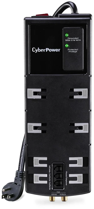 HT812TC Home Theater Surge Protector w/Dust Covers Coax, Phone Protection, 4350J/120V, 8 Outlets (4 Wide Spaced), 6ft Power Cord, Rt Angle Plug HT812TC Home Theater Surge Protector w/Dust Covers Coax, Phone Protection, 4350J/120V, 8 Outlets (4 Wide Spaced), 6ft Power Cord, Rt Angle Plug