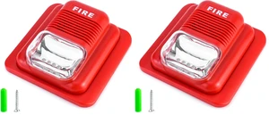 Fire Alarm, 12 / 24V DC Wired Sound and Light Fire Alarm Warning Strobe Siren Horn, Security System Sensor (Pack of 2) Fire Alarm, 12 / 24V DC Wired Sound and Light Fire Alarm Warning Strobe Siren Horn, Security System Sensor (Pack of 2)