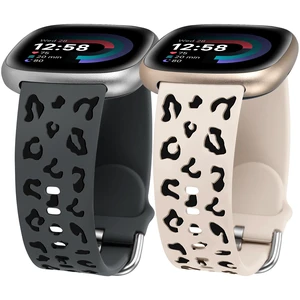 2 Pack Leopard Engraved Band Compatible with Fitbit Versa 4/Versa 3/Sense 2/Sense Band Women, Two-Tone Cheetah Soft Silicone Sport Designer Fancy Summer Replacement Wristband Strap for Versa 4 2 Pack Leopard Engraved Band Compatible with Fitbit Versa 4/Versa 3/Sense 2/Sense Band Women, Two-Tone Cheetah Soft Silicone Sport Designer Fancy Summer Replacement Wristband Strap for Versa 4