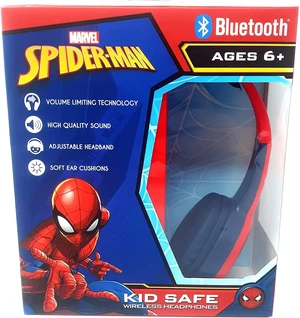 Spider Man Bluetooth Kid Safe Headphones Over The Ear Padded Cushions Flying on a Web Design Spider Man Bluetooth Kid Safe Headphones Over The Ear Padded Cushions Flying on a Web Design