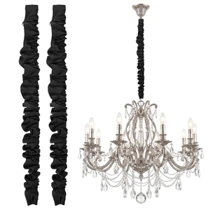 2 Pack 6 ft Black Fabric Cord Covers for Chandelier Chains, Hook and Loop Low-profile Dark Appearance; 5.12 in Coverage Width; Cut-to-fit Fabric; Organizes Wiring for Modern and Industrial Rooms 2 Pack 6 ft Black Fabric Cord Covers for Chandelier Chains, Hook and Loop Low-profile Dark Appearance; 5.12 in Coverage Width; Cut-to-fit Fabric; Organizes Wiring for Modern and Industrial Rooms