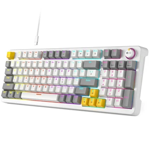 AK96 Red Switch Gaming Smart Mechanical Keyboard 96 Keys, White Compact 96% Layout,Hot-Swappable,LED Colorful Backlit,Clicky Creamy Sounding,USB Wired with Volume Knob,For PC,Mac,Windows AK96 Red Switch Gaming Smart Mechanical Keyboard 96 Keys, White Compact 96% Layout,Hot-Swappable,LED Colorful Backlit,Clicky Creamy Sounding,USB Wired with Volume Knob,For PC,Mac,Windows