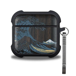 Black Solid Wood for AirPods 5 Case/AirPods 4 Case, Great Wave AirPods 4th / 5th Generation Case with Quick Released Keychain, Soft Shockproof TPU Cover, Art Painting Hand-Drawn Style Black Solid Wood for AirPods 5 Case/AirPods 4 Case, Great Wave AirPods 4th / 5th Generation Case with Quick Released Keychain, Soft Shockproof TPU Cover, Art Painting Hand-Drawn Style