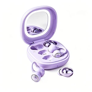 2-in-1 Earbuds Set with Makeup Mirror, Invisible Sleep Earbuds & Open-Ear Clip On Headphones, Bluetooth 5.4, 48H Playtime, ENC Mic, IPX5 Waterproof for Small Ears Work Sleep Sports (Purple) 2-in-1 Earbuds Set with Makeup Mirror, Invisible Sleep Earbuds & Open-Ear Clip On Headphones, Bluetooth 5.4, 48H Playtime, ENC Mic, IPX5 Waterproof for Small Ears Work Sleep Sports (Purple)