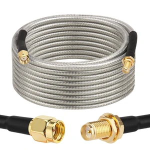 RP-SMA Male to RP-SMA Female Bulkhead Cable 20FT, RG58 Coaxial Cable with Panel Mount, Gold Plated Connector, Low Loss RF Extension Cable for WiFi Antenna, Router, FPV, SDR RP-SMA Male to RP-SMA Female Bulkhead Cable 20FT, RG58 Coaxial Cable with Panel Mount, Gold Plated Connector, Low Loss RF Extension Cable for WiFi Antenna, Router, FPV, SDR