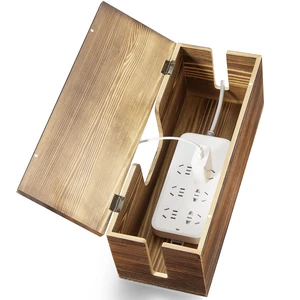 Large Cable Management Box - Burnt Wood Cable Organizer Box and Floor Cord Covers for Electrical Cord Management - Hide Desk Cord and Floor Cables - Wire Storage and Organization for Cords Large Cable Management Box - Burnt Wood Cable Organizer Box and Floor Cord Covers for Electrical Cord Management - Hide Desk Cord and Floor Cables - Wire Storage and Organization for Cords