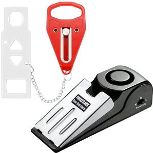 Portable Door Lock + Door Stop Alarm Set Travel Safety Kit for Hotel Rooms, Home, Dorms & Apartments (Red, Lock + Alarm) Portable Door Lock + Door Stop Alarm Set Travel Safety Kit for Hotel Rooms, Home, Dorms & Apartments (Red, Lock + Alarm)