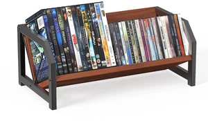 CD Holder Rack, Tilting DVD Storage Shelf for Tower Small Space Store Up to 38 CDs and 30 DVDs, Desktop Bookshelf Organizer, Easy Acess, Sturdy Metal & Wood Construction, Portable Angle CD Holder Rack, Tilting DVD Storage Shelf for Tower Small Space Store Up to 38 CDs and 30 DVDs, Desktop Bookshelf Organizer, Easy Acess, Sturdy Metal & Wood Construction, Portable Angle