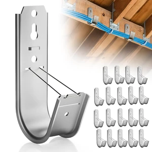 20 Pack J Cable Hook with Retainer Clip,2" J-Hook for Hanging Cable & Wire Heavy Duty Wall Mount J-Hooks,Cable Hooks for Structured Cabling and Cable Management 20 Pack J Cable Hook with Retainer Clip,2" J-Hook for Hanging Cable & Wire Heavy Duty Wall Mount J-Hooks,Cable Hooks for Structured Cabling and Cable Management