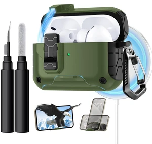 for AirPods Pro 3 Case Cover with Secure Lock & Phone Stand Compatible with MagSafe,Cleaner Kit & Keychain Included,Full Protection for Apple AirPods Pro 3rd Generation,Black Green for AirPods Pro 3 Case Cover with Secure Lock & Phone Stand Compatible with MagSafe,Cleaner Kit & Keychain Included,Full Protection for Apple AirPods Pro 3rd Generation,Black Green