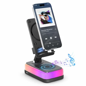 Wireless Induction Speaker, Bluetooth Speaker with Phone Stand RGB light, 3000mAh rechargeable battery and foldable holder for iPhone, Android and iPad; gifts for men, women and teens Wireless Induction Speaker, Bluetooth Speaker with Phone Stand RGB light, 3000mAh rechargeable battery and foldable holder for iPhone, Android and iPad; gifts for men, women and teens