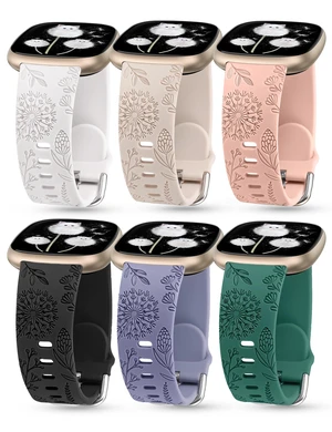 3 Packs Floral Engraved Band Compatible with Fitbit Versa 4/Versa 3/Sense 2/Sense Band Women, Cute Soft Silicone Dandelion Flower Pattern Sport Designer Fancy Summer Strap for Versa 4 3 Packs Floral Engraved Band Compatible with Fitbit Versa 4/Versa 3/Sense 2/Sense Band Women, Cute Soft Silicone Dandelion Flower Pattern Sport Designer Fancy Summer Strap for Versa 4