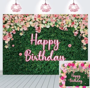 Green Leaves Happy Birthday Backdrop Neon Pink Rose Flower Photography Background Women Girls Greenery Leaves Birthday Newborn Baby Shower Party Cake Table Decoration 8x6FT Green Leaves Happy Birthday Backdrop Neon Pink Rose Flower Photography Background Women Girls Greenery Leaves Birthday Newborn Baby Shower Party Cake Table Decoration 8x6FT