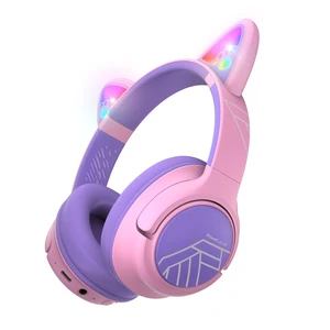 Kids Wireless Headphones, 74/85/94dB Volume Limit, Purple LED Lights, Bluetooth Kids Headphones Over Ear with Built-in Mic, HD Stereo, Foldable for Girls iPad/Travel/Tablet/PC Kids Wireless Headphones, 74/85/94dB Volume Limit, Purple LED Lights, Bluetooth Kids Headphones Over Ear with Built-in Mic, HD Stereo, Foldable for Girls iPad/Travel/Tablet/PC