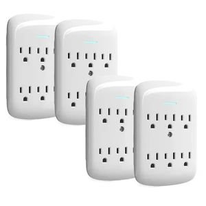 Surge Protector Wall Mount 6-Outlet Extender 4 Pack, 3 Prong Grounded Multi Plugs Power Strip Adapter Tap with Indicator Light, 15A/125V Low-Profile for Home & Office & Travel -ETL-White Surge Protector Wall Mount 6-Outlet Extender 4 Pack, 3 Prong Grounded Multi Plugs Power Strip Adapter Tap with Indicator Light, 15A/125V Low-Profile for Home & Office & Travel -ETL-White