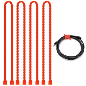 4 PCS 32-Inch Silicone Cable Ties Dia 6.5mm Reusable Steel-Core Rubber Twist Ties Bendable Cable Ties for Bundling and Holding, All Purpose Cord Tie for Indoor and Outdoor (Red) 4 PCS 32-Inch Silicone Cable Ties Dia 6.5mm Reusable Steel-Core Rubber Twist Ties Bendable Cable Ties for Bundling and Holding, All Purpose Cord Tie for Indoor and Outdoor (Red)