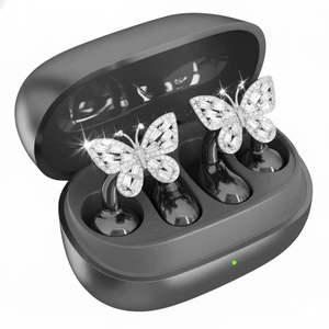 Clip On Earbuds Jewelry, Open Ear Headphones Wireless Bluetooth Earring Clip-On Headphones, Fit Ears Cuff Headphones for Women, Jewelry Earring Earbuds for Work, Run & Sleep (Butterfly-Black) Clip On Earbuds Jewelry, Open Ear Headphones Wireless Bluetooth Earring Clip-On Headphones, Fit Ears Cuff Headphones for Women, Jewelry Earring Earbuds for Work, Run & Sleep (Butterfly-Black)