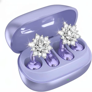 Clip On Earbuds Jewelry, Open Ear Headphones Wireless Bluetooth Earring Clip-On Headphones, Fit Ears Cuff Headphones for Women, Jewelry Earring Earbuds for Work, Run & Sleep (Diamond-Purple) Clip On Earbuds Jewelry, Open Ear Headphones Wireless Bluetooth Earring Clip-On Headphones, Fit Ears Cuff Headphones for Women, Jewelry Earring Earbuds for Work, Run & Sleep (Diamond-Purple)