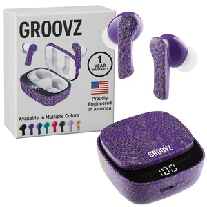 True Wireless Earbuds with Charging Case - Designed and Engineered in the USA - IPx4 Water Resistant Bluetooth Earbuds Compatible with Apple and Android - 27Hrs Battery Life - Purple Python True Wireless Earbuds with Charging Case - Designed and Engineered in the USA - IPx4 Water Resistant Bluetooth Earbuds Compatible with Apple and Android - 27Hrs Battery Life - Purple Python