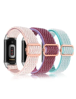 Elastic Band Compatible with Fitbit Charge 6/Charge 5 Bands Women 3 Packs Adjustable Stretchy Loop Strap Soft Nylon Sport Wristband Accessories for Charge 6/5 Women Men Elastic Band Compatible with Fitbit Charge 6/Charge 5 Bands Women 3 Packs Adjustable Stretchy Loop Strap Soft Nylon Sport Wristband Accessories for Charge 6/5 Women Men