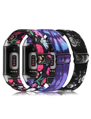 Elastic Band Compatible with Fitbit Charge 6/Charge 5 Bands Women 3 Packs Adjustable Stretchy Loop Strap Soft Nylon Sport Wristband Accessories for Charge 6/5 Women Men Elastic Band Compatible with Fitbit Charge 6/Charge 5 Bands Women 3 Packs Adjustable Stretchy Loop Strap Soft Nylon Sport Wristband Accessories for Charge 6/5 Women Men
